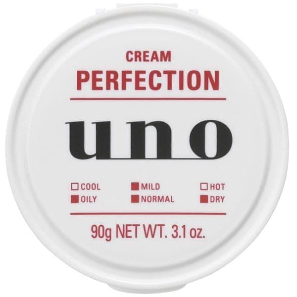 Uno Cream Perfection jar on a bathroom shelf
