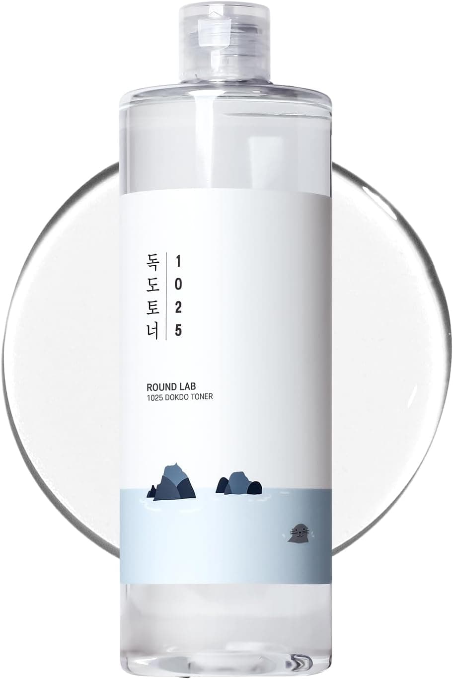 Round Lab 1025 Dokdo Toner bottle against sea-toned stone