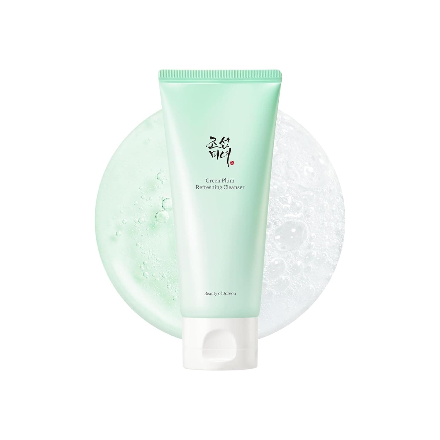 Beauty of Joseon Green Plum Refreshing Cleanser bottle on stone